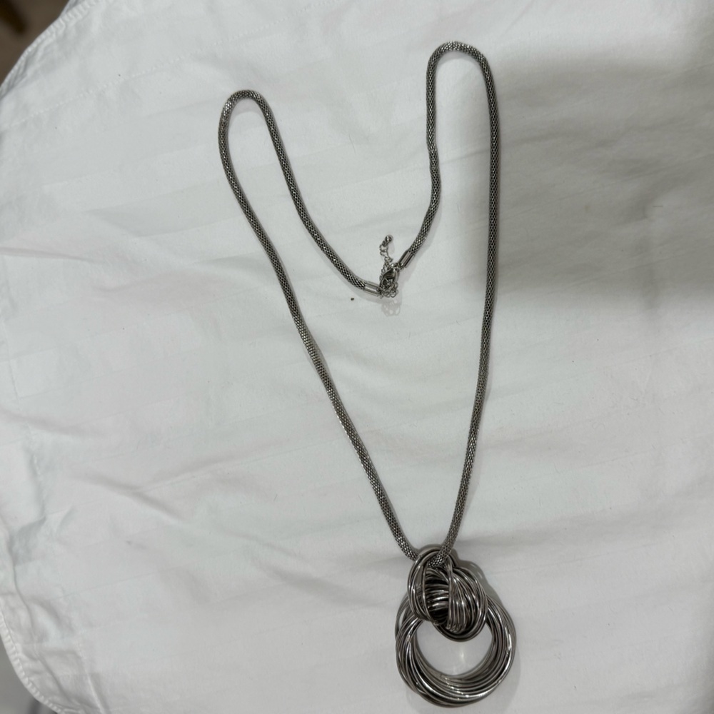 Silver Chain Necklace with Circular Pendant